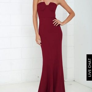 LADYLOVE WINE RED STRAPLESS MAXI DRESS